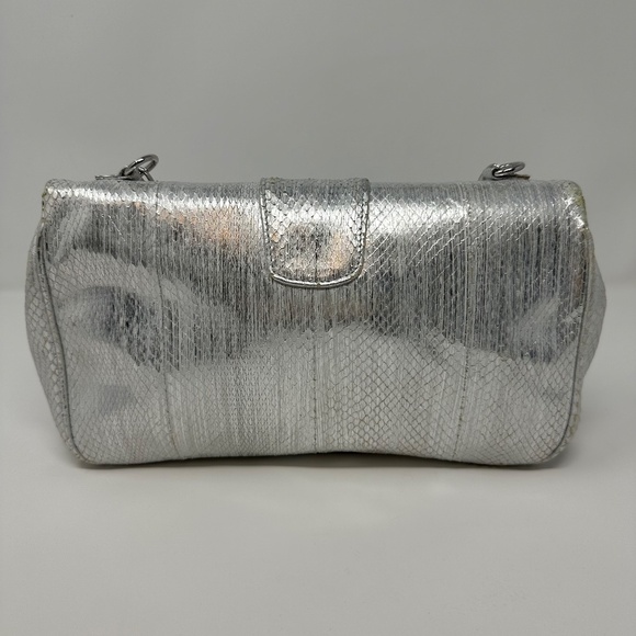 Ferragamo Snakeskin Metallic Silver Crystal Bag - Picture 3 of 12